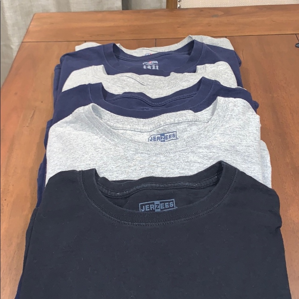 Six long sleeve JerZees T-shirts XL